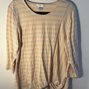 Christopher & Banks Yellow Striped Long Sleeve Top